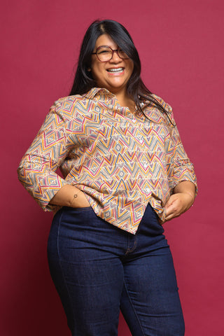 Chemise EMILIE en coton imprimé multicolore