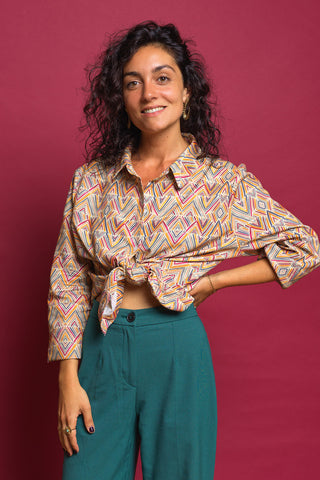 Chemise EMILIE en coton imprimé multicolore